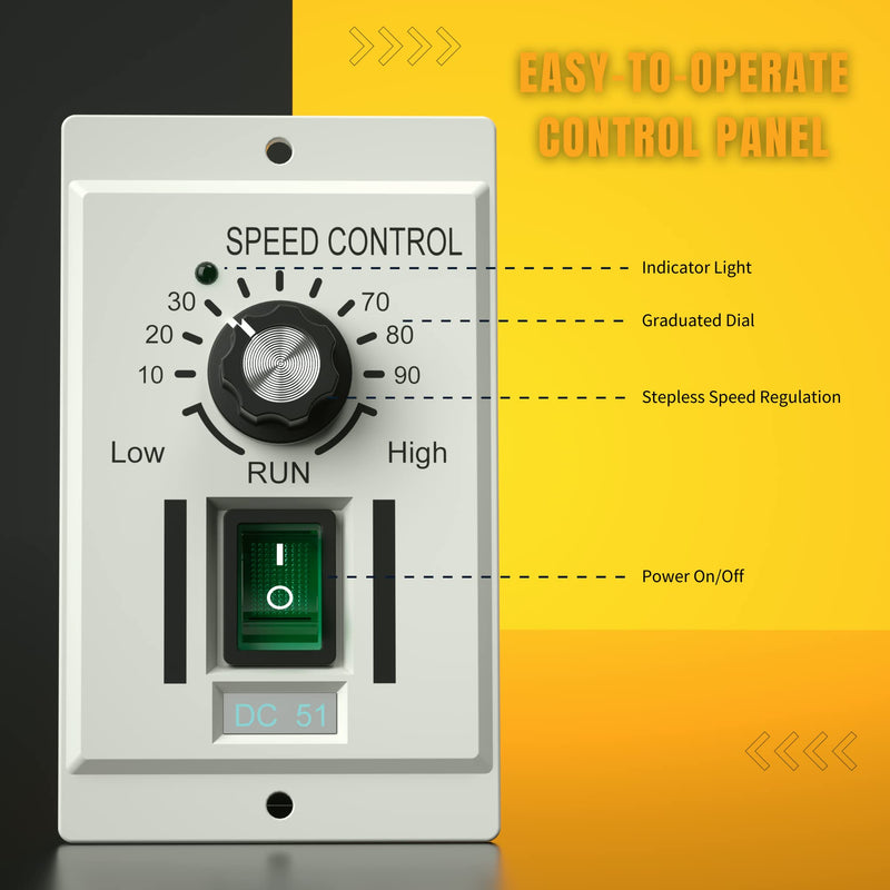 [Australia - AusPower] - DC Motor Speed Controller AC 110V Input 0-90V Output Knob Adjustable Electric Regulator for Permanent Magnet Motor 400W DC-51 