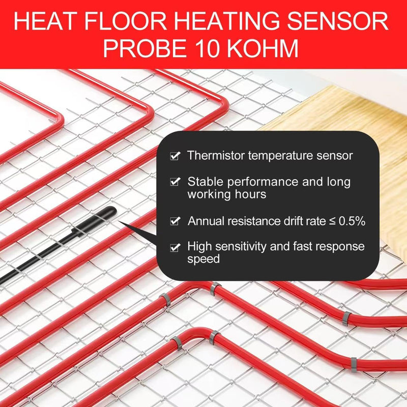 [Australia - AusPower] - Thermal Underfloor Heating Sensor Probe Suitable for Most Heating Installations Heat Floor Heating Sensor Probe 10k ohm 