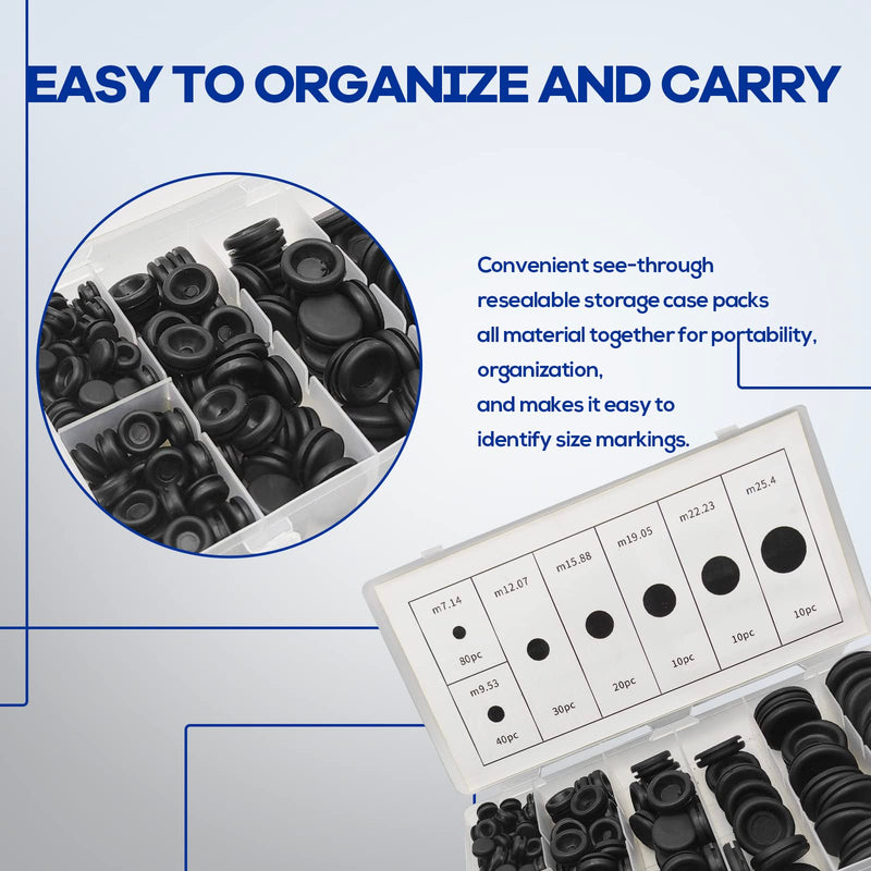 [Australia - AusPower] - 200Pcs 7 Sizes Rubber Grommet Assortment Kit, Firewall Hole Plug Set Electrical Wire Gasket Solid Hole Plugs Assortment Set for for Wire Plug, Cable, Plumbing and Automotive General Repair 200PCS 
