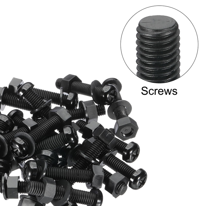 [Australia - AusPower] - PATIKIL M8x40mm Black Nylon Bolts Plastic Nuts Full Thread Head Screws, 24 Pcs M8*40mm 