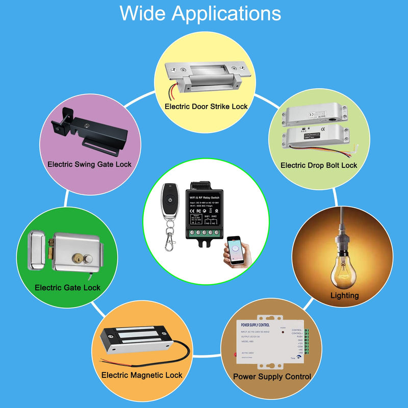 [Australia - AusPower] - Wireless Remote Switch - Remote + App Dual Control for Door Systems,Electric Locks | for Light Switch,Electric Strike Lock, Electric Magnetic Lock,Electric Bolt Lock(Dry Contact Relay Switch) 