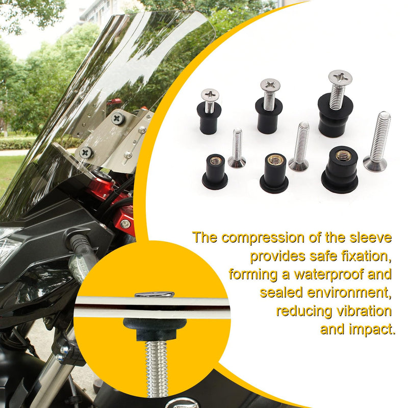 [Australia - AusPower] - Twidec/36 Pairs Neoprene Well Nuts M4 M5 M6 with Stainless Steel Screw Kayak Bolts Well Nut Kit for Kayak Motorcycle Boat Marine Windscreen Accessories N-080-36Pairs 
