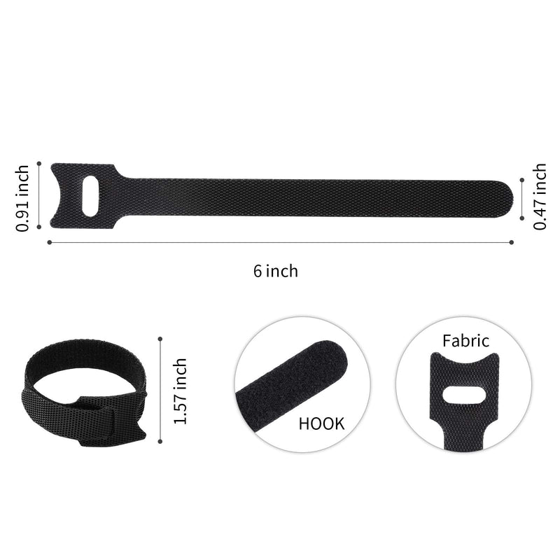 [Australia - AusPower] - Reusable Fastening Cable Ties 6 in Cable Management Ties 100 pcs Cable Straps Wire Ties Adjustable Cord Organizer for Home Office Data Centers Electronics PC TV Black 