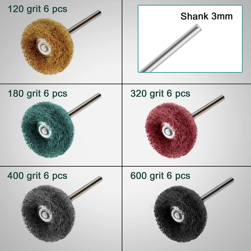 [Australia - AusPower] - 75pcs Polishing Kit Buffing Wheels Set, SUNJOYCO Polishing Bit Abrasive Buffing Wheels Rotary Tool Accessories, Wire Brushes Flap Discs for Dremel, 1/8" Shank for Wood Jewelry Metal Rust 