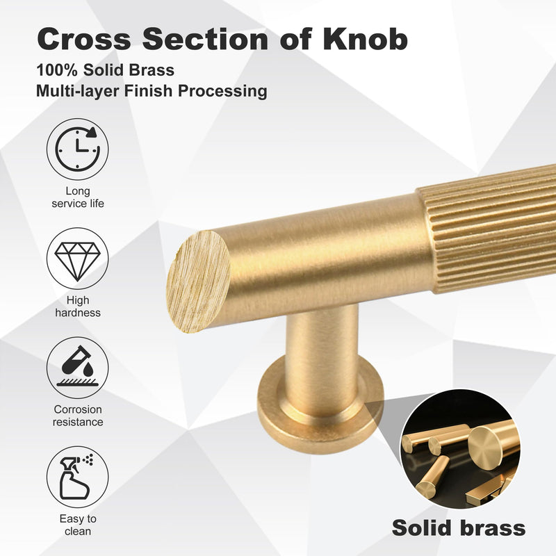 SALISENG Solid Brass Kitchen Cabinet Pulls,7-1/2 Inch Brushed Matt Gold Dresser Drawer Handles, Modern Furniture Hardware Door Pulls for Cupborard Wardrobe Closet Vanity 7-1/2 Inch Hole Centers Brushed Gold 2