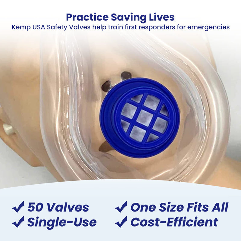 [Australia - AusPower] - Kemp USA CPR Training Valves for CPR Training | First Aid Medical Supplies | One-Way, Disposable CPR Training Valves | Individually Wrapped (Pack of 50) 