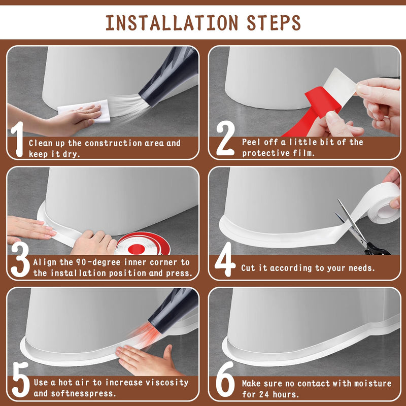 [Australia - AusPower] - Caulk Tape, 2 Rolls Caulking Tape Sealant Strip, White Caulk Tape Waterproof Self Adhesive, Bathroom Shower Bathtub Toilet Caulk Strip with Sealing Tool(1.5"x10.5Ft) 