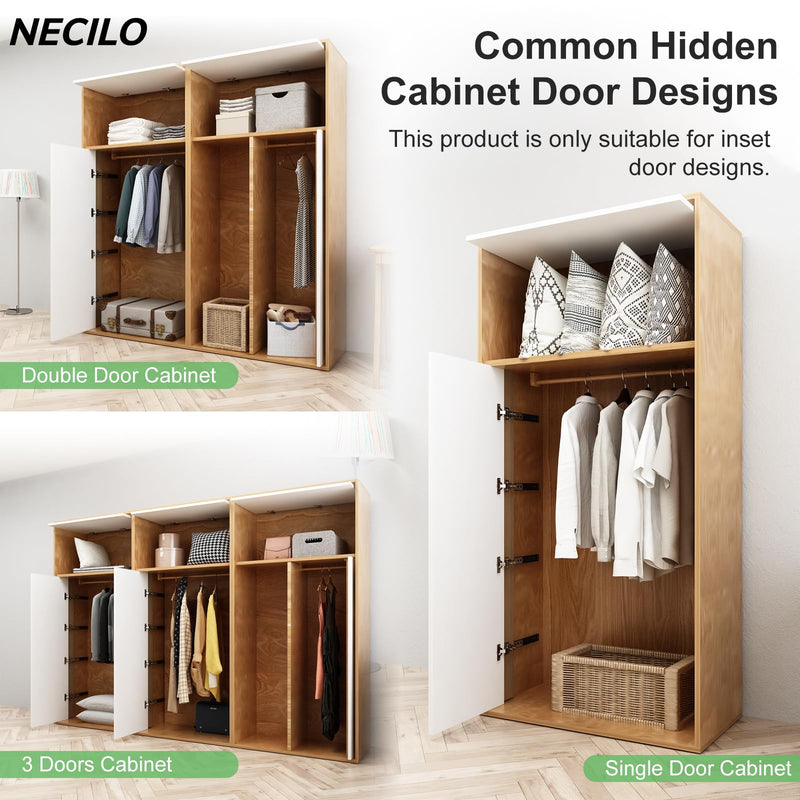 NECILO Cabinet Pocket Door Slides 20 Inch, Sliding Cabinet Pocket Door Hardware, Full Extension Ball Bearing, Space Saving Top/Side Mount for Cabinet Doors Wardrobes Closet Pantry, 1 Pair