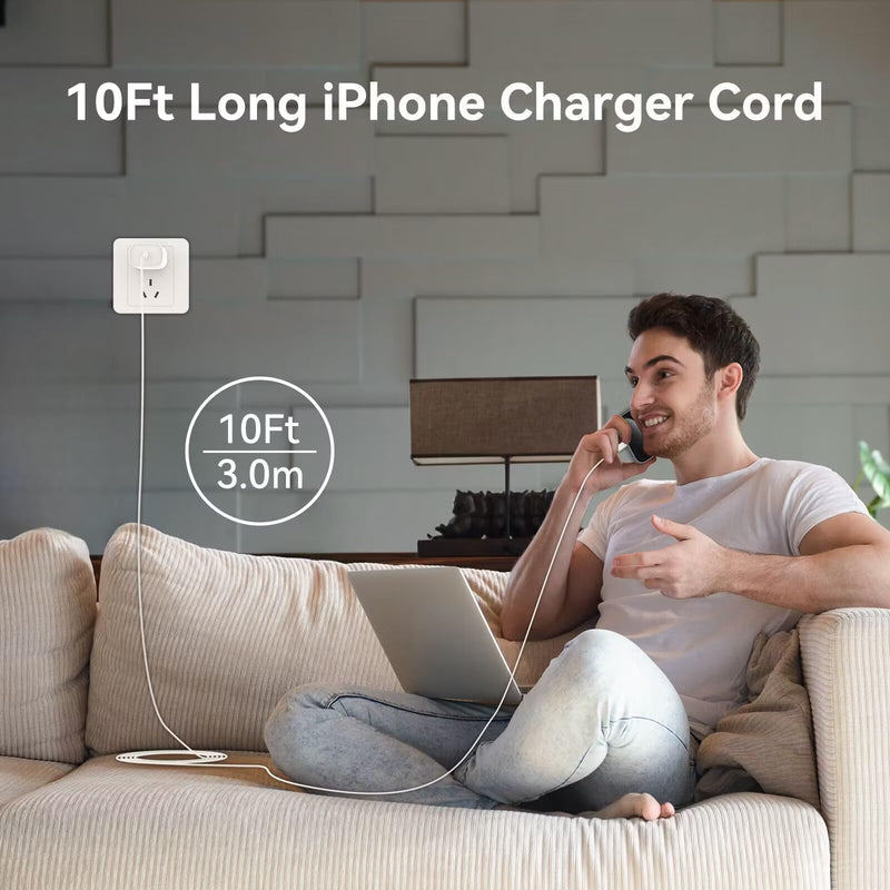 [Australia - AusPower] - iPhone 15/15 Pro Max Charger Fast Charging,20W USB C Fast Charger Block iPhone 15 Charger Cord 10FT Long USB C to C Charging Cable for iPhone 15 Pro Max/15 Pro/15/15 Plus,iPad Pro 12.9"/11",iPad Air White 