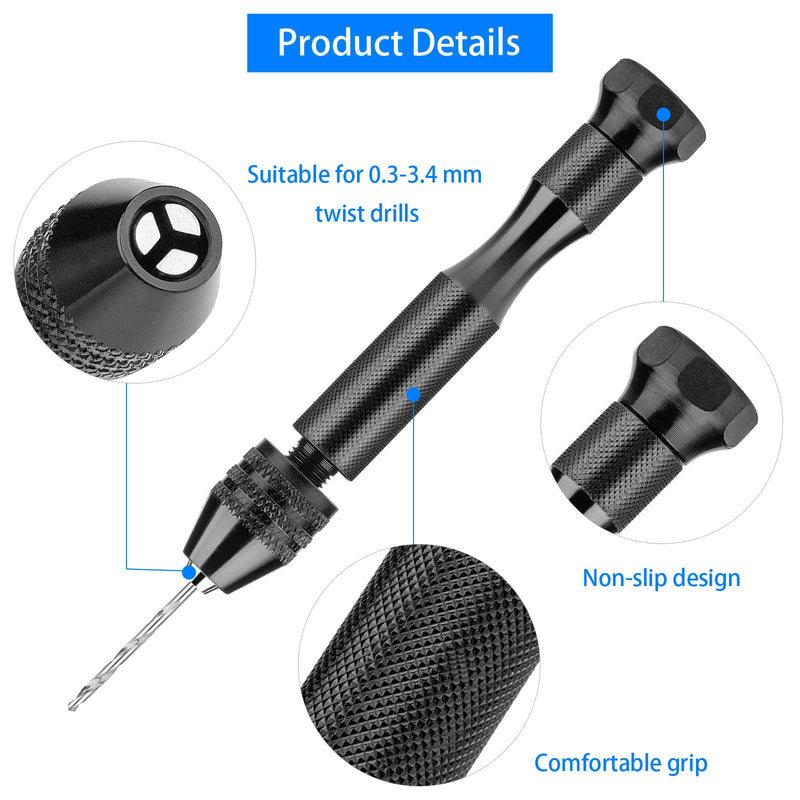 [Australia - AusPower] - 36 Pieces Hand Drill Set, Pin Vise Hand Drill with 10PCS PCB Mini Drill Bits and 25PCS Micro Twist Drill Bits, Jewelry Drilling Tool for Resin Polymer Clay, DIY Craft 