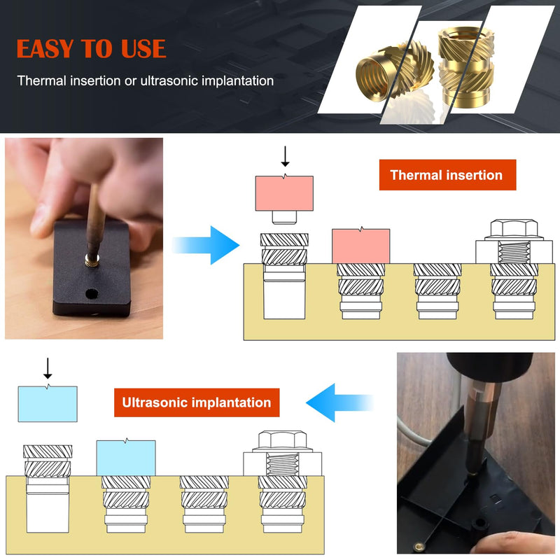 [Australia - AusPower] - 120Pcs M3 Threaded Inserts, Metric knurled Nuts Brass Heat Set Insert for Plastic Parts,Insert by Heat into 3D Printing Components(M3x4x5mm) M3xL4xD5 
