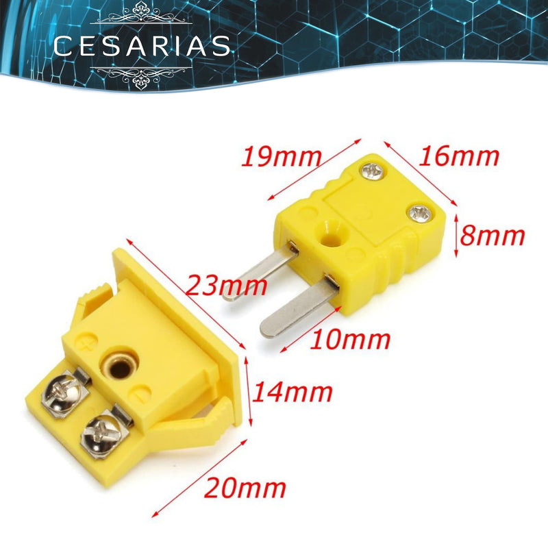 [Australia - AusPower] - K-Type Panel Mount Thermocouple Mini Plug Connector, Male and Female, Yellow, Set of 2 Pack of 2 