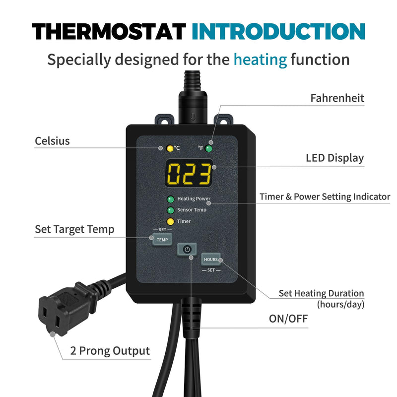 [Australia - AusPower] - SYSAI Digital Thermostat Controller for Reptiles, Seed Germination, Breeding, Incubation and Small Greenhouse, 50-95°F, 1.5A 150W 