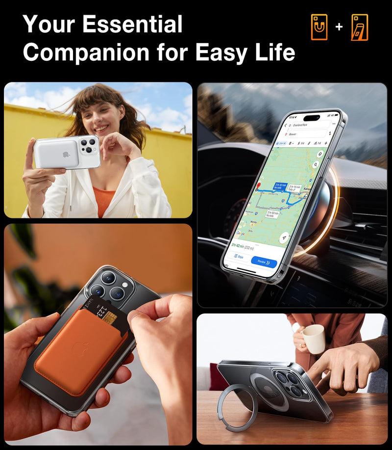 [Australia - AusPower] - TORRAS Magnetic Ostand for iPhone 15 Pro Max Case, [Military Grade Drop Tested][Compatible with MagSafe][Build in Kickstand] Clear Slim Hard Back Soft Edge Anti-Fingerprint, Clear Crystal Clear 
