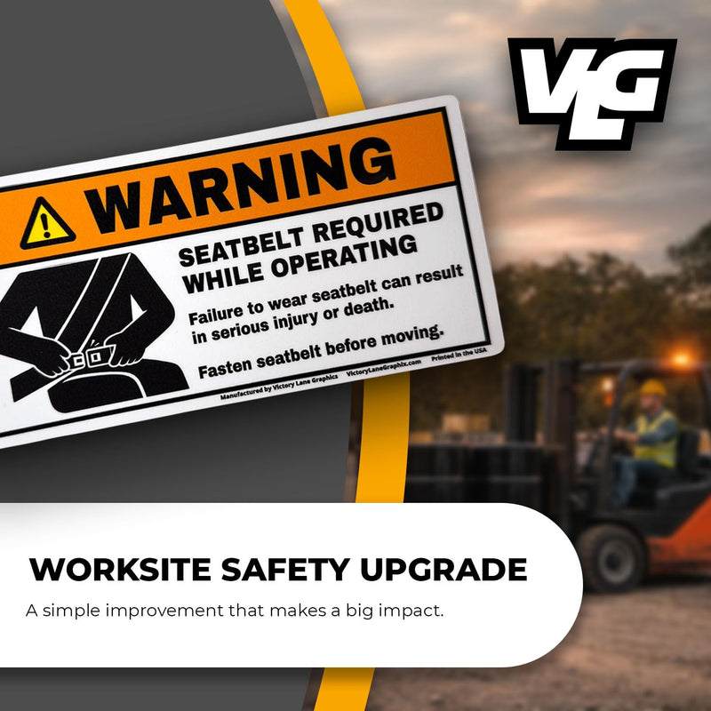 Forklift Safety Labels Kit – ANSI Z535 Style Warning Decals – Tip-Over, Seatbelt, No Riders, Capacity Limit & Fork Height – Industrial Vinyl – 3.5 x 7 Inch – 5 Pack