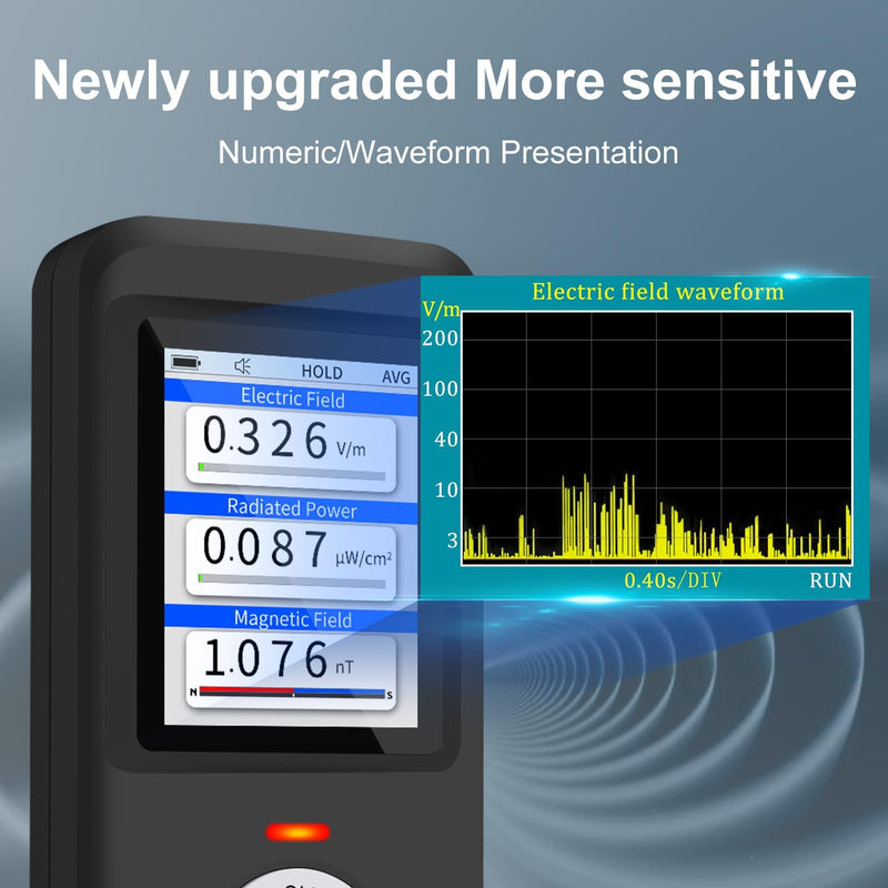 [Australia - AusPower] - EMF Meter, Upgraded 3-in-1 Rechargeable Electromagnetic Field Radiation Detector for EF RF MF, Handheld Digital EMF Detector with LCD for Home&Office EMF Inspections 
