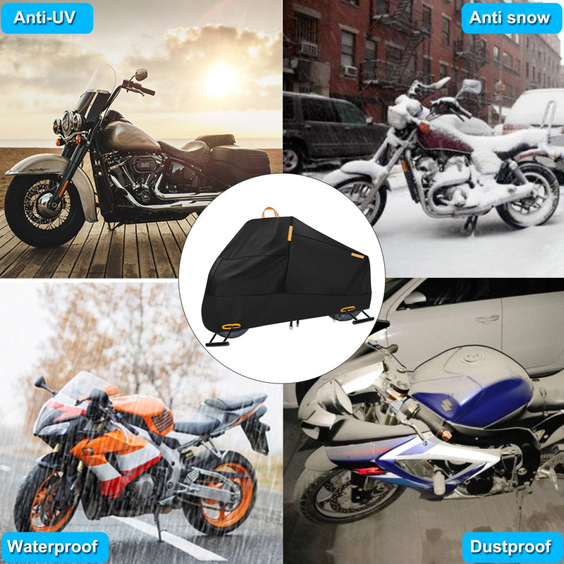 [Australia - AusPower] - Motorcycle Cover Waterproof Outdoor, 300D Heavy Duty Motorcycle Cover for Ninja 250 300 650 1000 Yamaha YZF R1 R7 MT-09 Suzuki GSXR 600 750 1000 Scooter Cover Protection Fits up to 86" - Black L (Fits up to 86") 