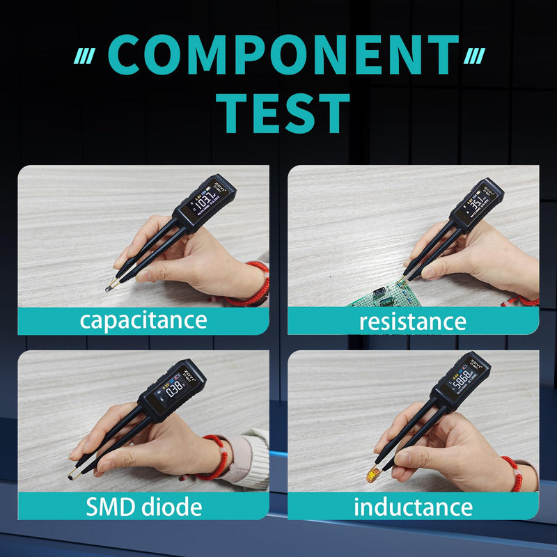 [Australia - AusPower] - LCR Meter Zoyi MD1 Bridge SMD Test Clip with OLED Display, Auto Identification, 10mΩ-10MΩ Resistance, 1pF-20mF Capacitance, 1uH-60H Inductance, Lithium Battery Powered, Portable for Electronic Repairs 