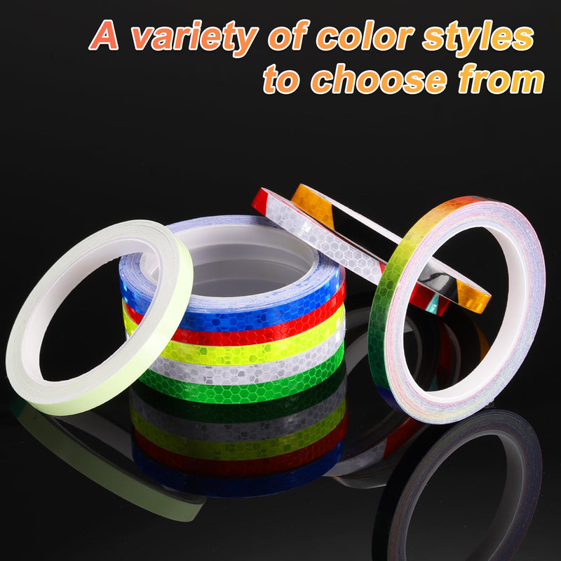 HARFINGTON Reflective Tape 0.4" x26ft Adhesive Night Safety Warning Tapes Outdoor Bicycle Adhesive Reflector Stickers for Vehicles Trailers Trucks Bike Cars Signs, 5 Colors
