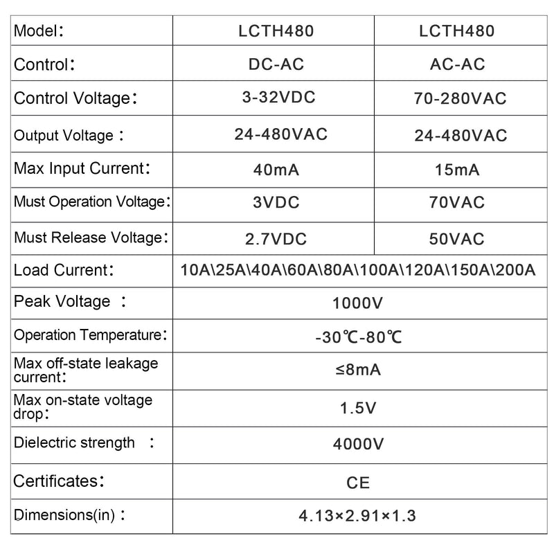3 Phase Solid State Relay SSR-100DA DC to AC (Input 3-32VDC to Output 24-480VAC) (DC to AC 100A)