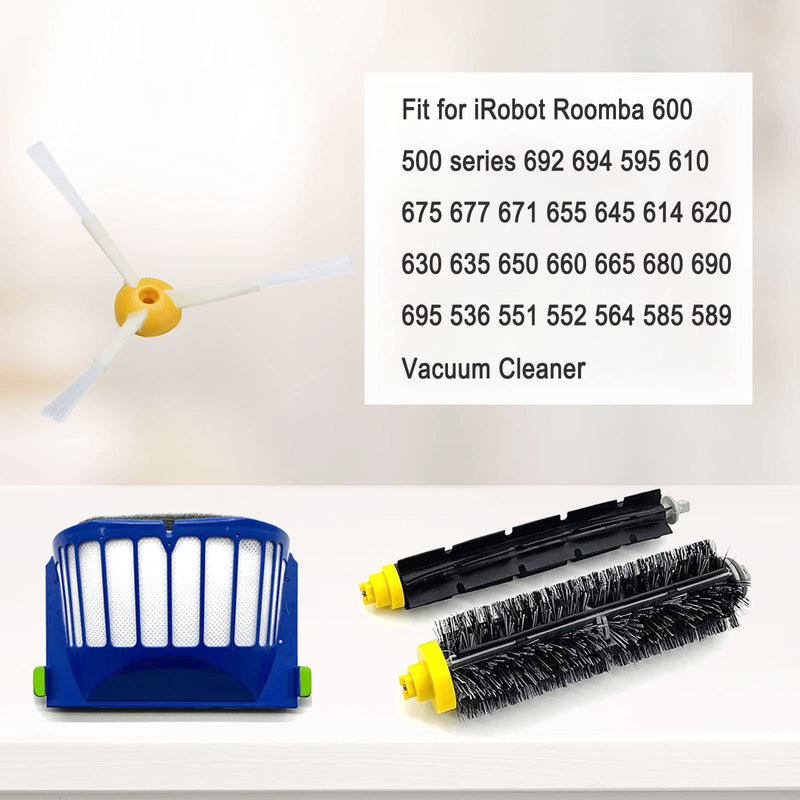 [Australia - AusPower] - Replacement Accessories Kit for iRobot Roomba 600 Series 694 675 692 676 695 677 671 655 645 690 680 660 650 620 614 & 500 Series 595 585 564 robot 3 Bristle & 3 Beater Brush 8 Filter 8 Side Brush 3+8+8 