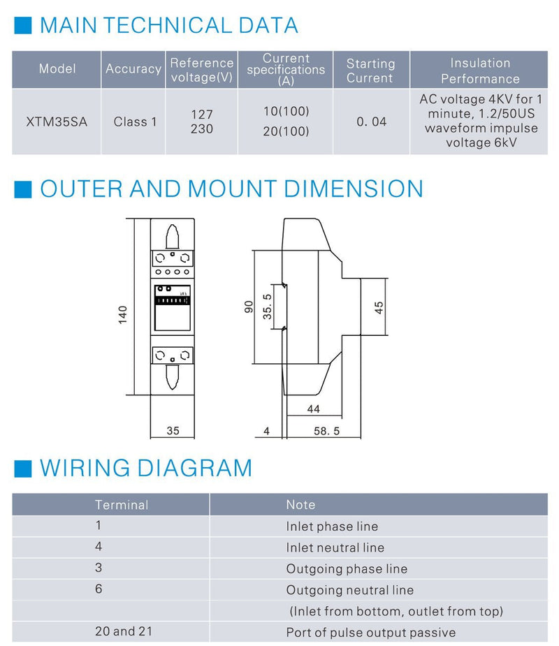 [Australia - AusPower] - BAYM® 5(80) A 120V 60HZ Single Phase Din Rail KWH Watt Hour Din-Rail Energy Meter LCD KWH 80A 