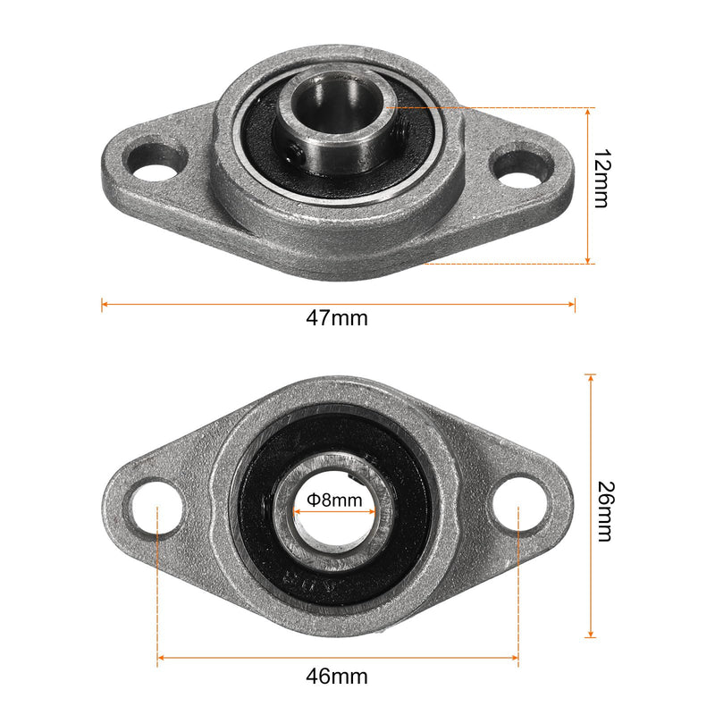 [Australia - AusPower] - uxcell 4pcs KFL08 Flanged Pillow Block Bearings 8mm Bore, Zinc Alloy Self Aligning Flange Mounted Bearings 