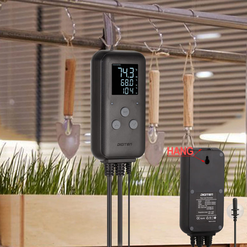 [Australia - AusPower] - Reptile thermostat, Greenhouse Temperature Controller, Digital Waterproof Thermostat for Home Brewing Fermentation Breeding Incubation Greenhouse Terrarium, Heating & Cooling Outlet 110V 15A 1650W 
