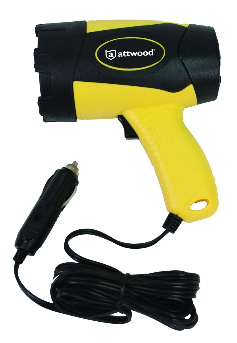 Attwood 11794-7 Portable 5W LED Emergency Spotlight 12V Adapter Plug, Safety Yellow/Black One size
