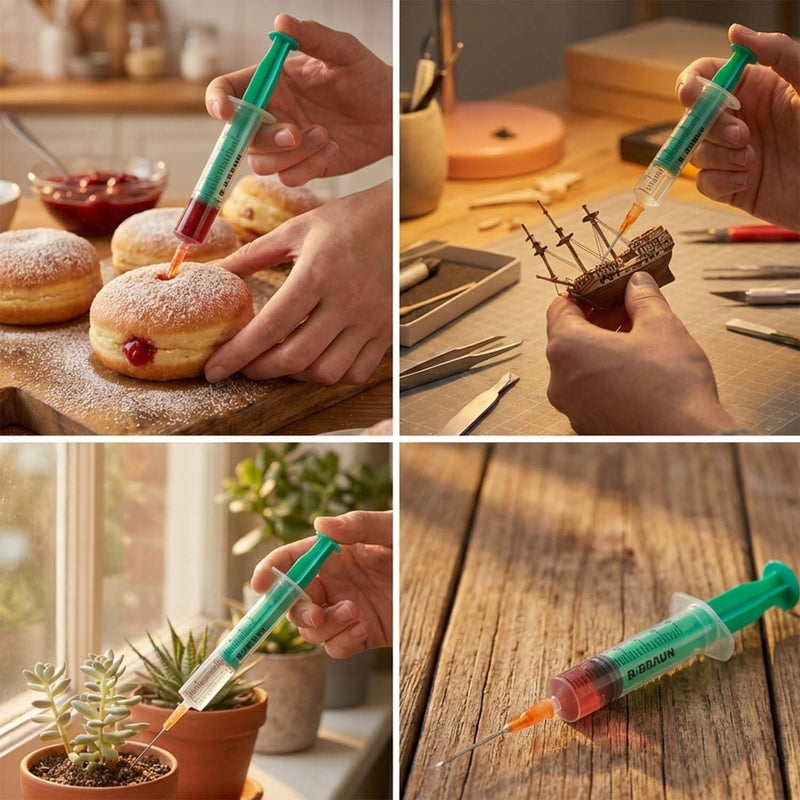 Disposable Syringe Set, 5 x 5 ml Syringes with 6 x Blunt Needles, Sterile Packed, for Ink, Crafts and DIY, with Reusable Storage Bag