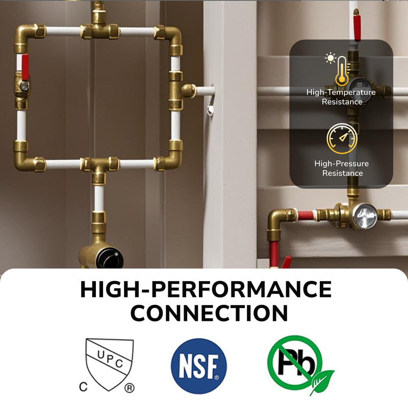 [Australia - AusPower] - 3/4" x 3/4" x 1/2" Reducing Tee, Push to Connect Brass Plumbing Fitting for Copper, CPVC, PEX Pipe, Heavy Duty Pushfit Pex Fitting with Upgraded Stiffener and Disconnect Clip, NSF & UPC Certified 3/4"x3/4"x1/2"-1Pack 