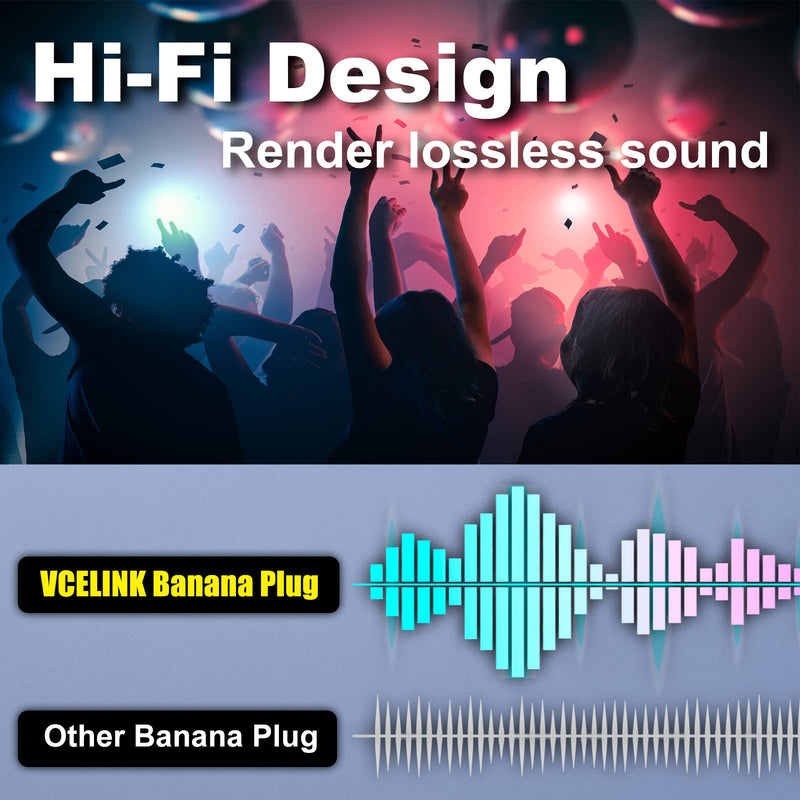 [Australia - AusPower] - VCELINK Speaker Banana Plugs 6 Pairs/12 Pcs, 24K Gold Plated Dual-Screw Type Speaker Connector for Speaker Wire, Home Theater, Wall Plate, Audio/Video Receiver and Sound Systems (Red+Black) 6 Pair 