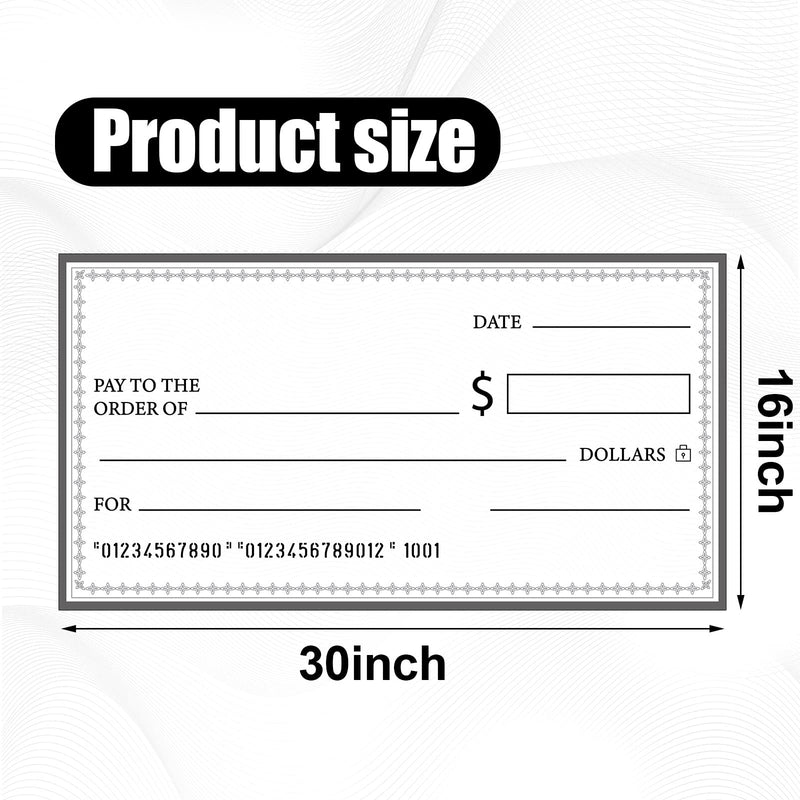 [Australia - AusPower] - Eersida 6 Pcs Giant Checks 30'' x 16'' Large Blank Fake Big Checks for Presentations Dry Erase Reusable Funny Oversized for School Graduation Donation Awards Fundraisers Charity Business 