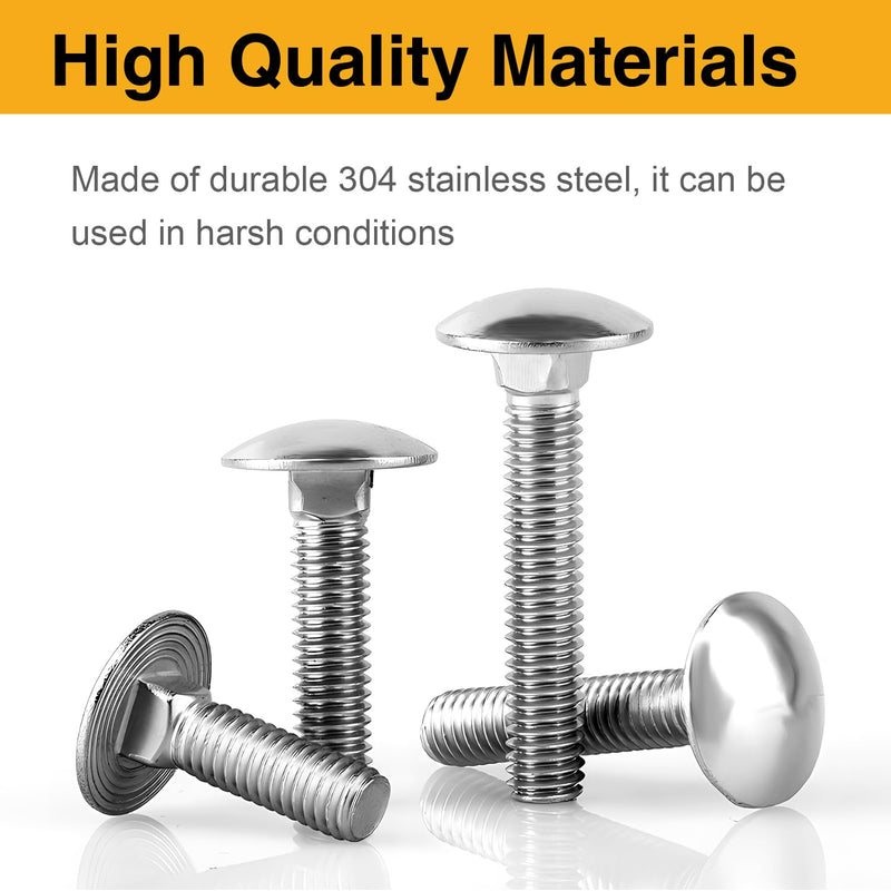 [Australia - AusPower] - 25Pcs Carriage Bolts 1/4-20x1-1/2 Inch, 304 Stainless Steel Full Thread with Round Head Square Neck, Hex Nuts & Washers for Woodworking, Furniture, and Outdoor Projects 25Pcs 1/4-20x1-1/2 