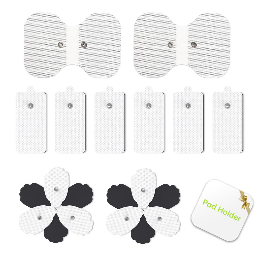 20-Pack TENS/EMS Unit Replacement Pads Reuse 40 Times with Butterfly Shape Electrodes Pads, Multi-Size Snap On 3.5MM TENS Unit Pads Compatible with AUVON TENS 7000 Machine(Latex-Free, Non Irritating)