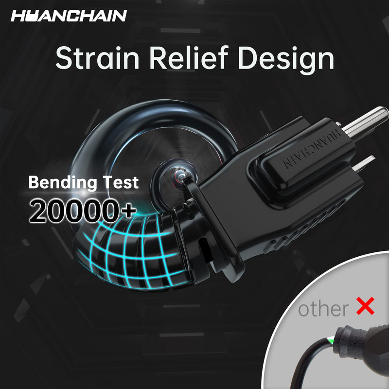 [Australia - AusPower] - HUANCHAIN Indoor Outdoor Black Extension Cord 25 ft Waterproof, 16/3 Gauge Flexible Cold-Resistant Appliance Cord Outside, 13A 1625W 16AWG SJTW, 3 Prong Heavy Duty Electric Cord, ETL 