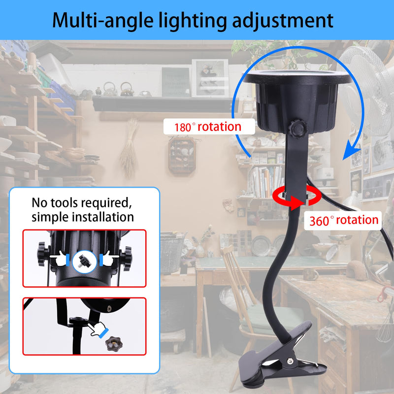 [Australia - AusPower] - Portable LED Clamp Work Light，Clip on floodlight with 11.5FT Cord（3.5M） 300W Equivalent， waterproofingt for Outdoor Indoor ，Adjustable Angle Lighting (30W-Warm White) 30W-Warm White 