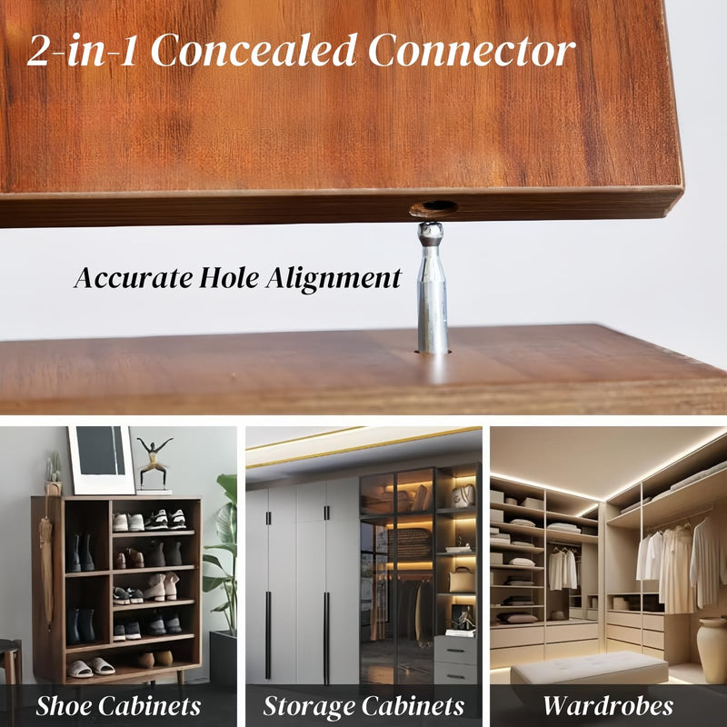 [Australia - AusPower] - Upgrade Cam Locks for Solid Hardwood Furniture, 50 Pack Screws and Sockets Set with Mounting Drill, Invisible Connecting Screw Socket Kit Fastener Nut Connectors Tornillos para Madera 