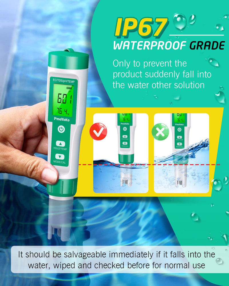 [Australia - AusPower] - 4 in 1 Digital pH Meter for Water, ±0.01 Resolution High Accuracy Tds Meter Digital Water Tester with ATC pH Tester, Water Tester for Drinking Water, Brewing, Hydroponics, Wine, Pool and Aquarium 