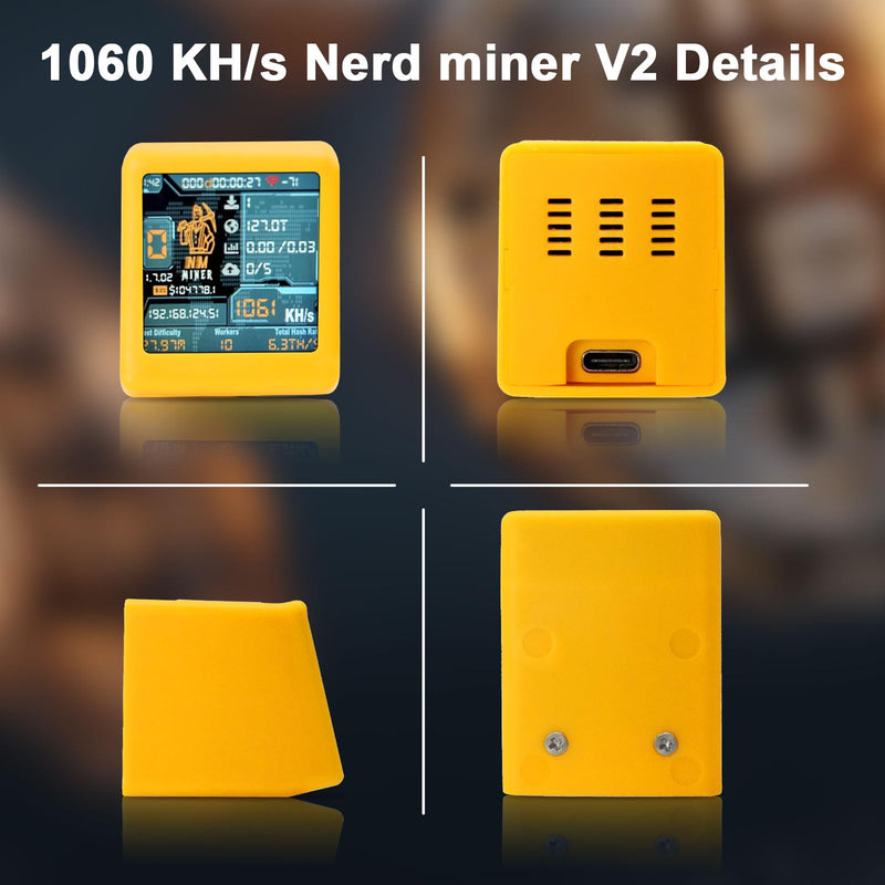 V2 Bitcoin Miner Binghe 1060 KH/s V2 Intelligent Display with ESP32 and Table Clock Bitcoin Miner BTC Solo Lottery Bitcoin Crypto Lottery Compatible with Nerd v2 orange
