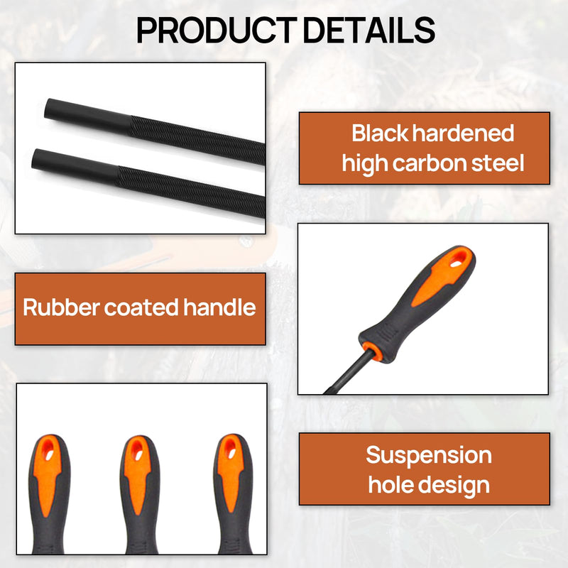 [Australia - AusPower] - Pack of 3 File for Chainsaw, Horse Round File 4 mm with Handle, Chainsaw Files, Available in 3 Sizes of 4.0 mm, 4.8 mm, 5.5 mm, Horse File Suitable for Chainsaw Sharpening 