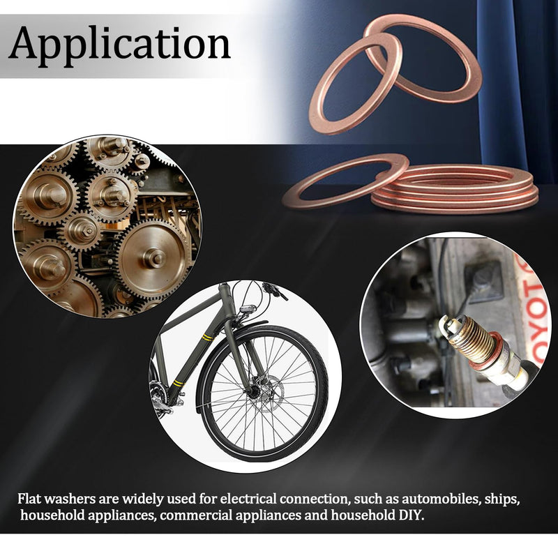 [Australia - AusPower] - 188PCS 9 Sizes Metric Copper Crush Washers Assortment Kit Flat Ring Sealing Washer M5 M6 M8 M10 M12 M14 