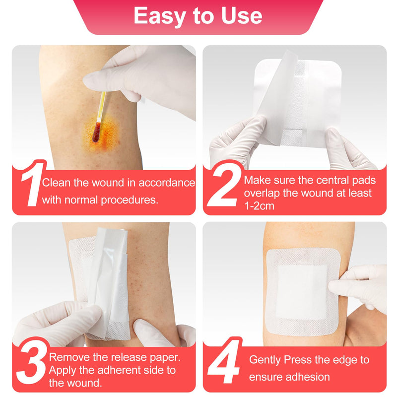 [Australia - AusPower] - 50Pcs Adhesive Gauze Island Dressing 4"x4", Water-Resistant Wound Dressing, Sterile & Absorbent Medical Grade Dressing Pad First Aid Dressing Pads 4"x4"(50 Dressing) 