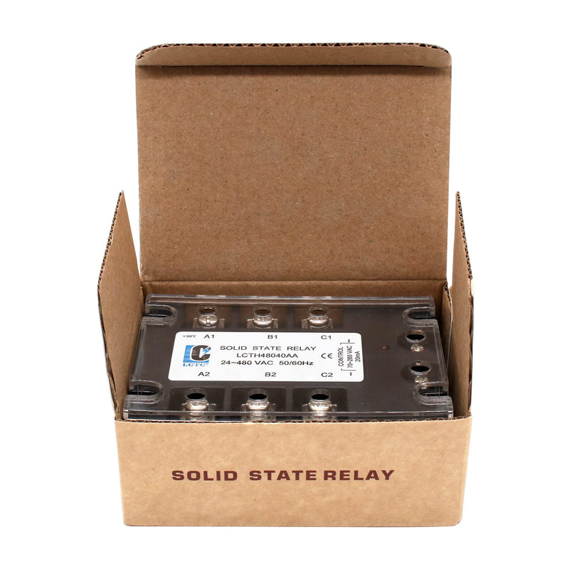 3 Phase Solid State Relay SSR-40AA AC to AC (Input 70-280VAC to Output 24-480VAC) 3 Phase 30 Amp SSR(AC to AC 40A)
