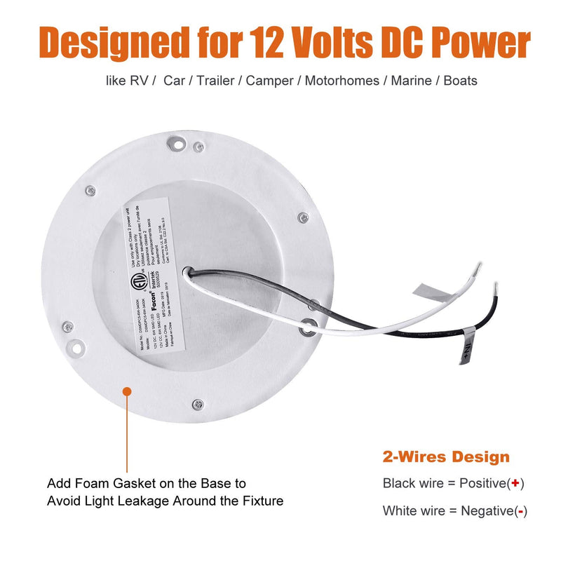 [Australia - AusPower] - Facon 5" LED RV Interior Dome Light - 3Pack12V Surface-Mount Puck Light with Switch & Night Blue Indicator, 420LM Warm White (3400K), Ideal for RVs, Motorhomes, Campers, Marine Vehicles 3Packs, 3400K Warm White 