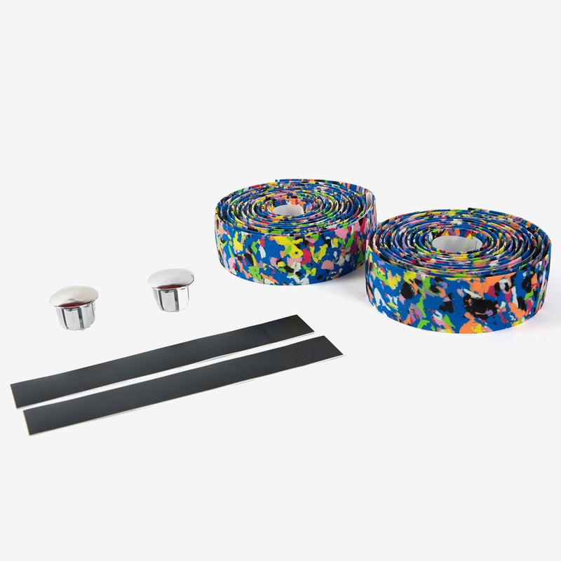 Super Vex Gel Road Bike Bicycle Handlebar Grip Wraps Bar Tapes with Bar Plugs and Finishing Tapes for Touring, Cycling and Road Racing (Multi-Color) Multi-Color