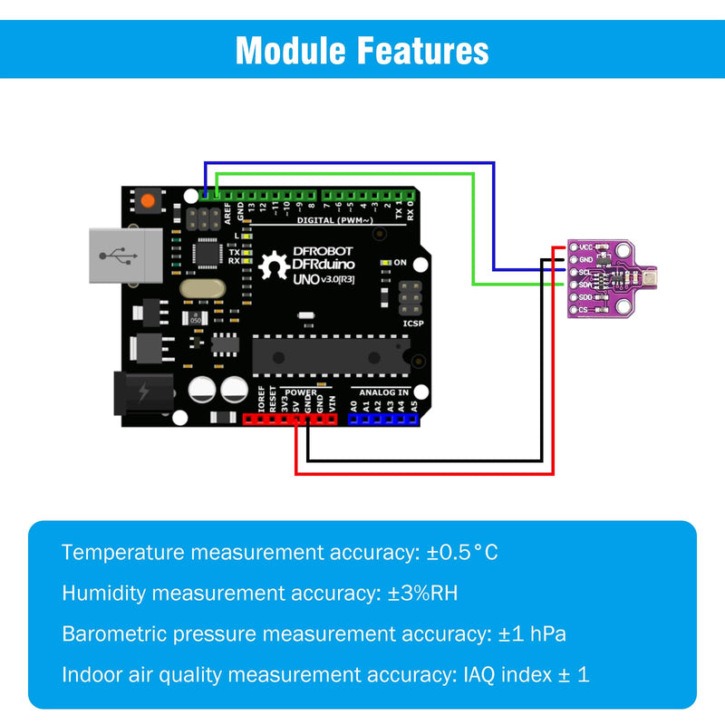 [Australia - AusPower] - Development Board RUIZHI CJMCU-680 Sensor for Temperature, Humidity and Air Pressure I2C Interface 1.7 ~ 3.6 V Suitable for Capturing Air Quality 