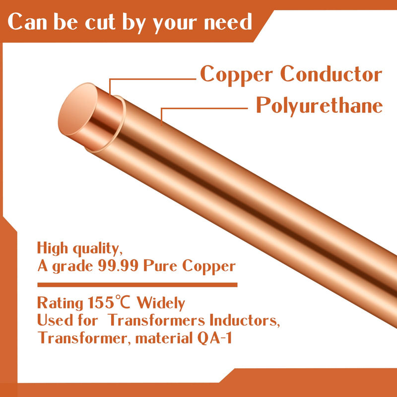 [Australia - AusPower] - Magnet Wire Enamelled Copper Wire Insulated Enamelled Magnet Winding Wire, Speaker Coil Temperature Rating 155? for Electric Appliance, 1 Pound Spool (Copper Color,0.064" Dia,82ft, 14 AWG) 0.064"Dia,82ft, 14 AWG Copper Color 
