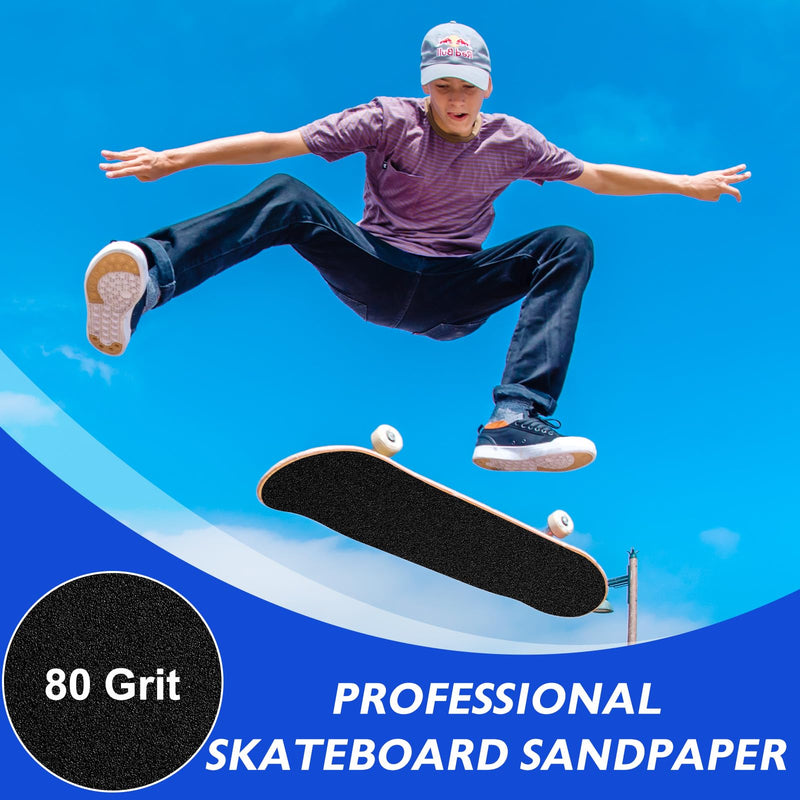 6 Pcs Skateboard Grip Tape, 33" x 9" Black Grip Tape for Skateboard, No Air Bubbles Skateboard Tape Skateboard Griptape, Scooter Grip Tape Sandpaper for Stairs Pedal Wheelchair Steps