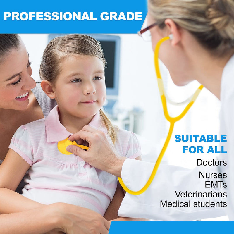 [Australia - AusPower] - PrimaCare DS-9294 Disposable Stethoscope with Sound Sensitive Chestpiece and 22" PVC Tubing, Yellow, Pack of 10 